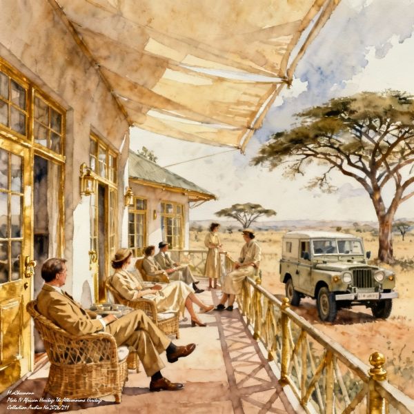 Luxury safari lodge in Kenya colonial-era 1950s