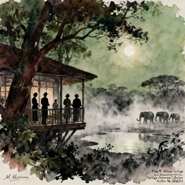 Kenya's historical Treetops Hotel in the Aberdare 1952