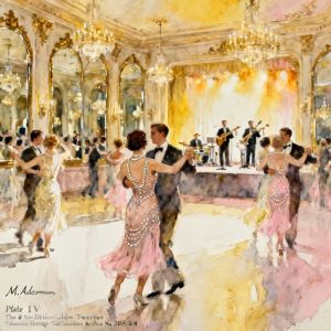 Watercolor painting of Clärchens Ballhaus dance hall Berlin's Golden Twenties 1920