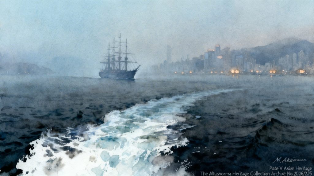 The_HMY_Britannia_departing_Hong_Kong_harbor_1997