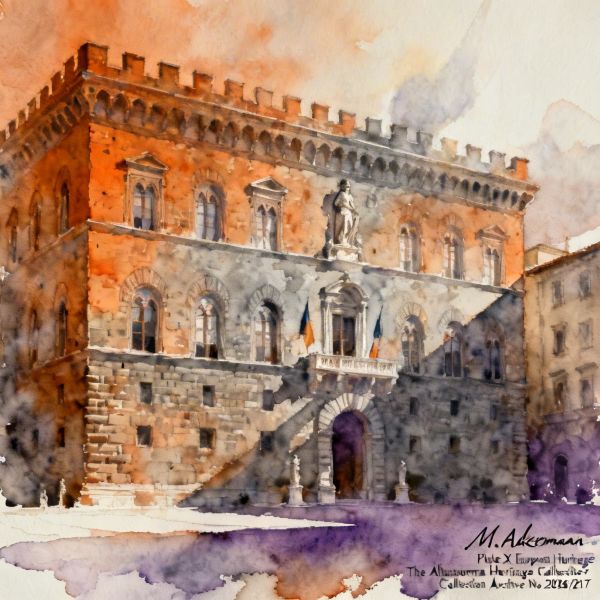 Watercolor painting of Palazzo Strozzi