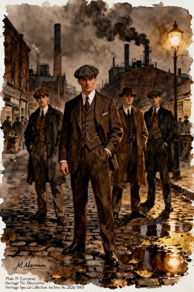 A_dramatic_atmospheric_watercolour_painting_of_the_Shelby_family_Peaky_Blinders