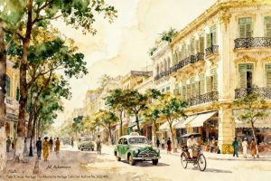 A_detailed_watercolour_painting_of_Dong_Khoi_Street_in_1950s_Saigon.