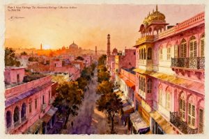 Detailed_watercolour_painting_of_Jaipur_s_pink-painted_cityscape_at_sunset